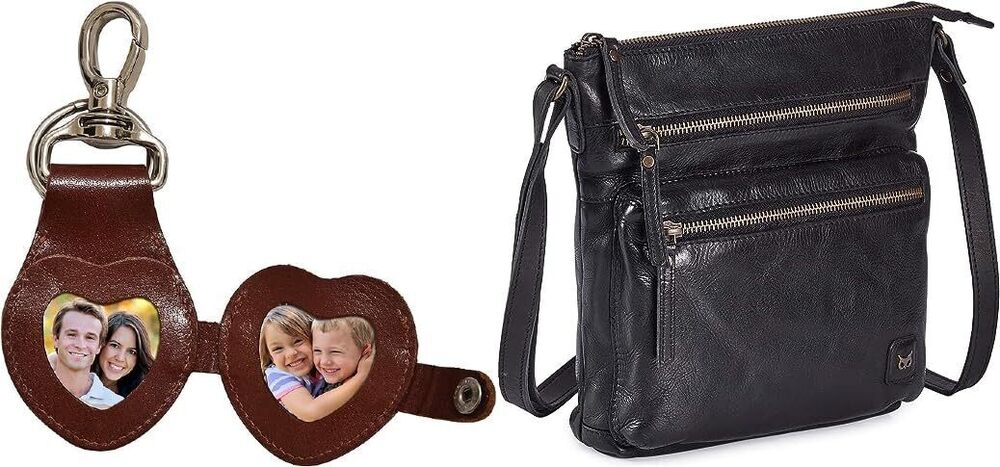 2340 Wise Owl Black Washed Vintage Accessories Real Leather Small Crossbody
